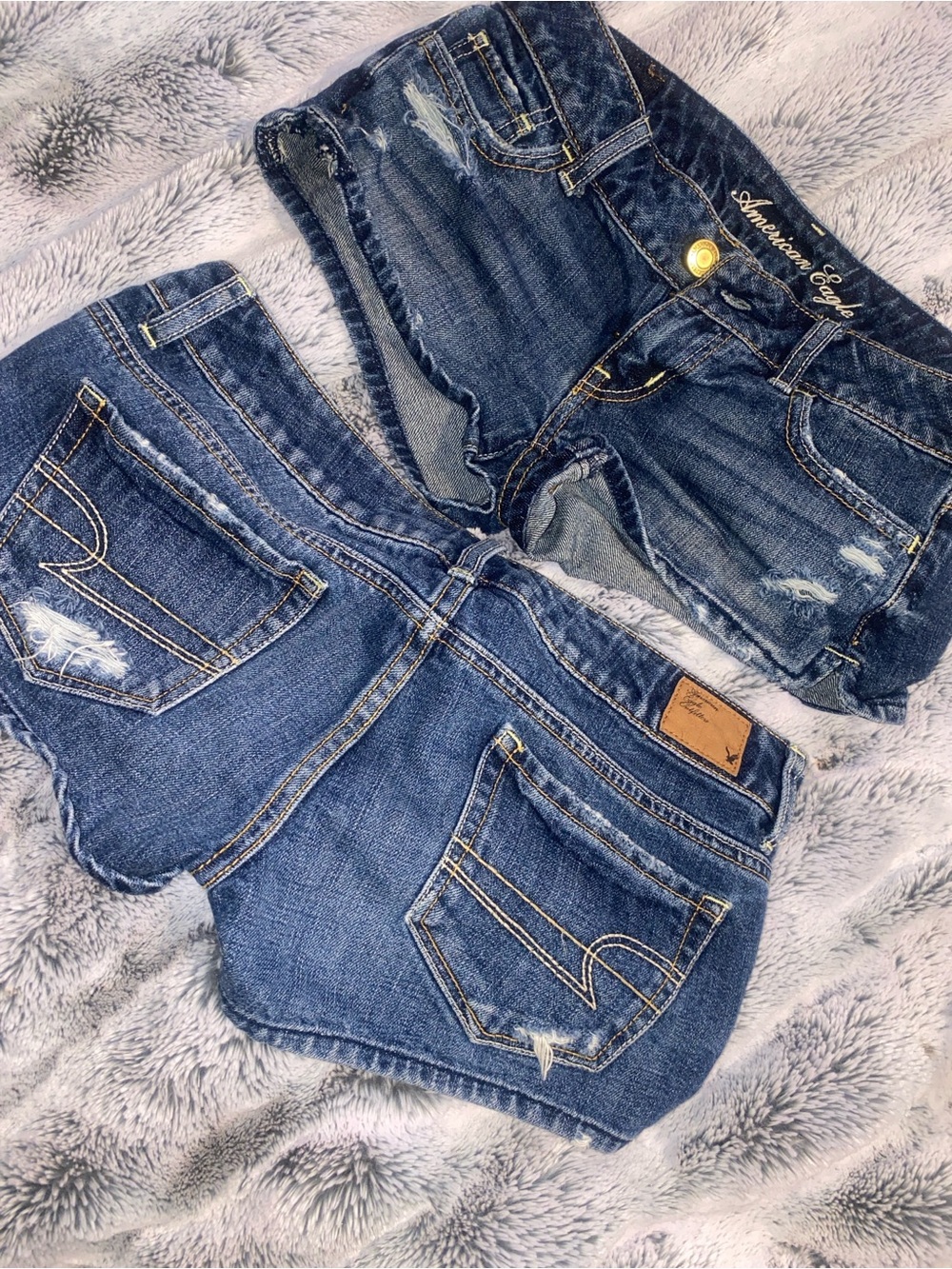 American Eagle Outfitters Distressed Blue Denim Cutoff Shorts